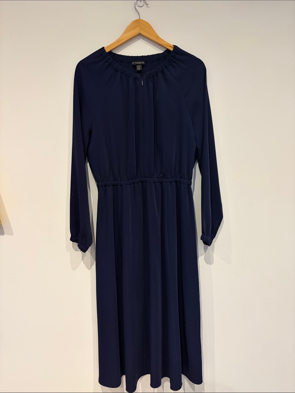 Classic Navy Long-Sleeve Midi Dress by Thread & Supply